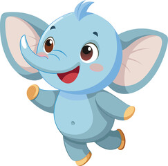 Obraz premium Cute and Cuddly Cartoon Baby Elephant, Playful Pachyderm Clipart. 