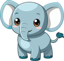 Obraz premium Cute and Cuddly Cartoon Baby Elephant, Playful Pachyderm Clipart. 