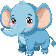Fototapeta premium Cute and Cuddly Cartoon Baby Elephant, Playful Pachyderm Clipart. 