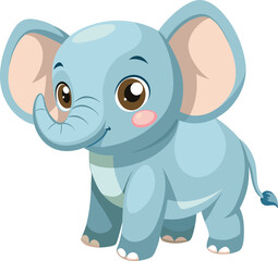 Fototapeta premium Cute and Cuddly Cartoon Baby Elephant, Playful Pachyderm Clipart. 