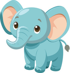 Fototapeta premium Cute and Cuddly Cartoon Baby Elephant, Playful Pachyderm Clipart. 