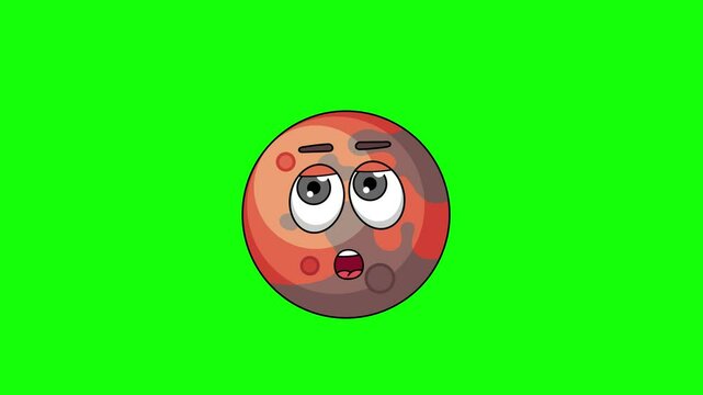 mars planet cartoon facing with rolling eye, emoji emoticon animation