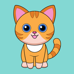 Cute cat cartoon vector art illustration