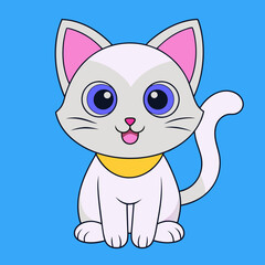 Cute cat cartoon vector art illustration