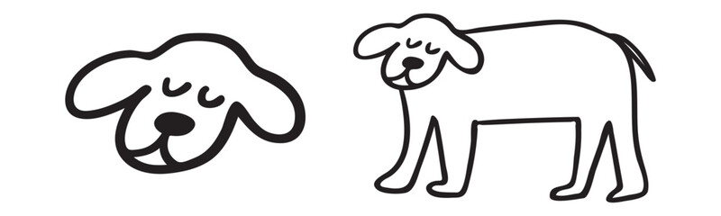 Cute dog. Outline vector illustration. Vector design on white background.