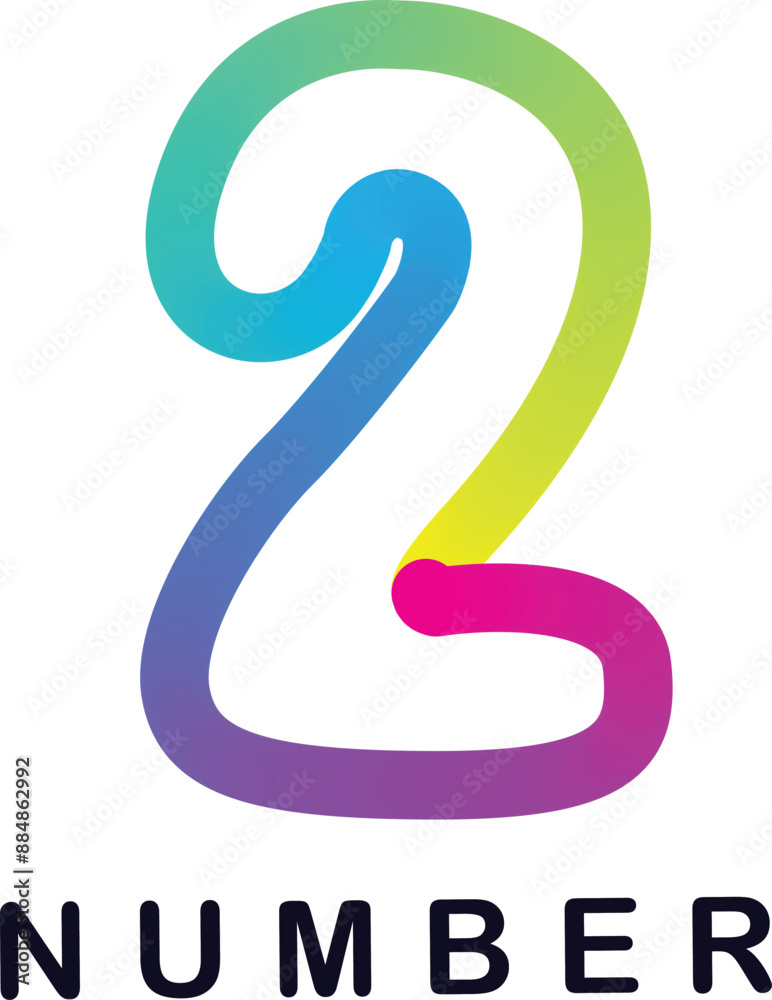 Fototapete gradient 3d number, vector set of number