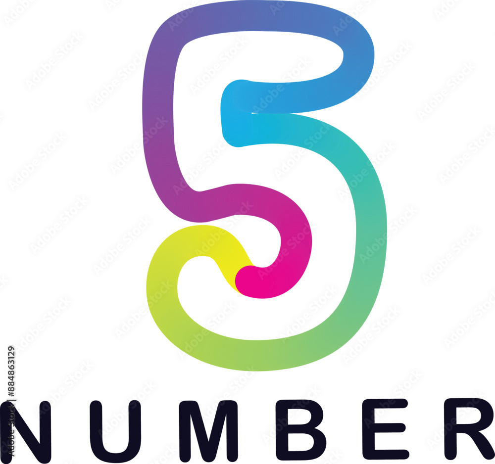 Fototapete gradient 3d number, vector set of number