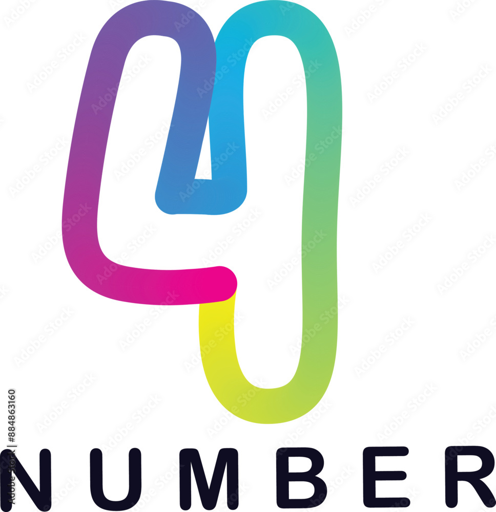 Fototapete gradient 3d number, vector set of number