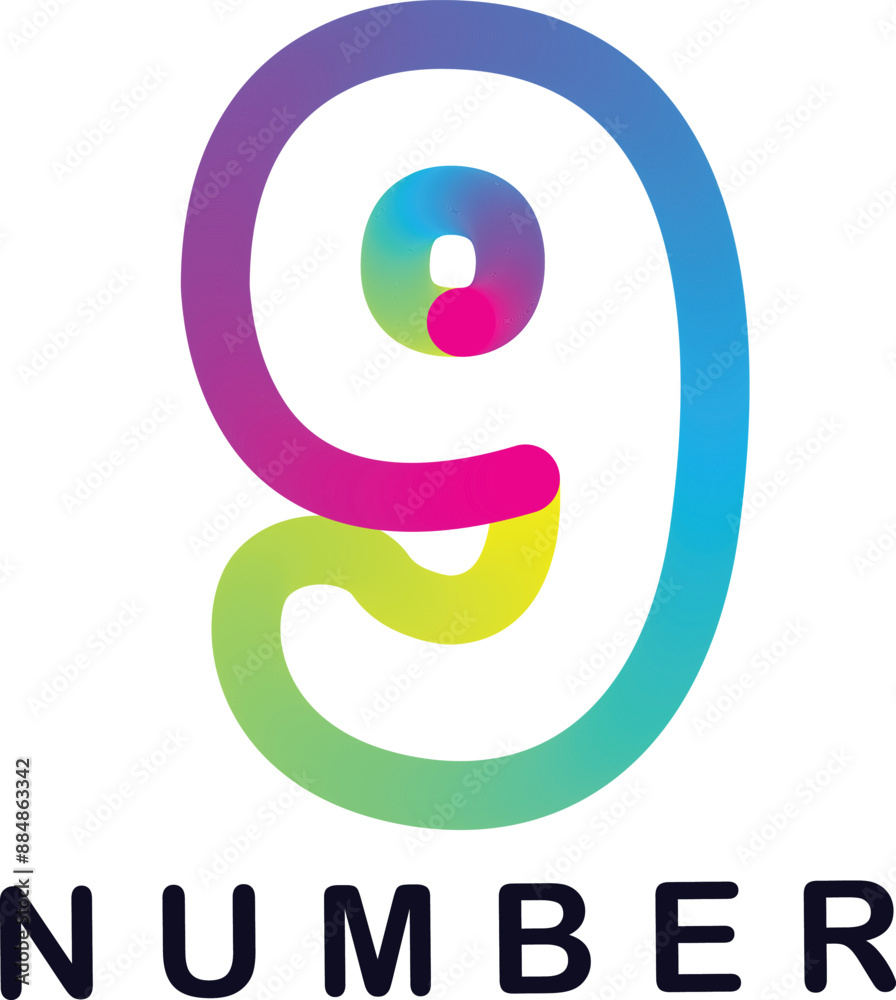 Fototapete gradient 3d number, vector set of number