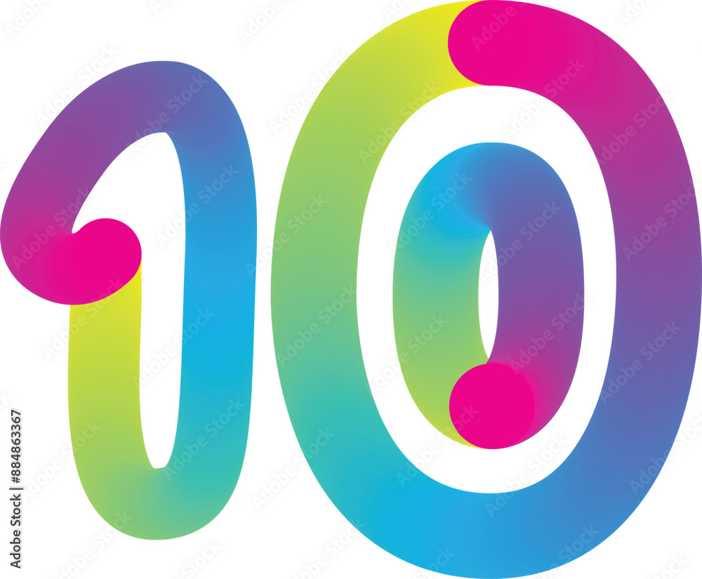Fototapete gradient 3d number, vector set of number