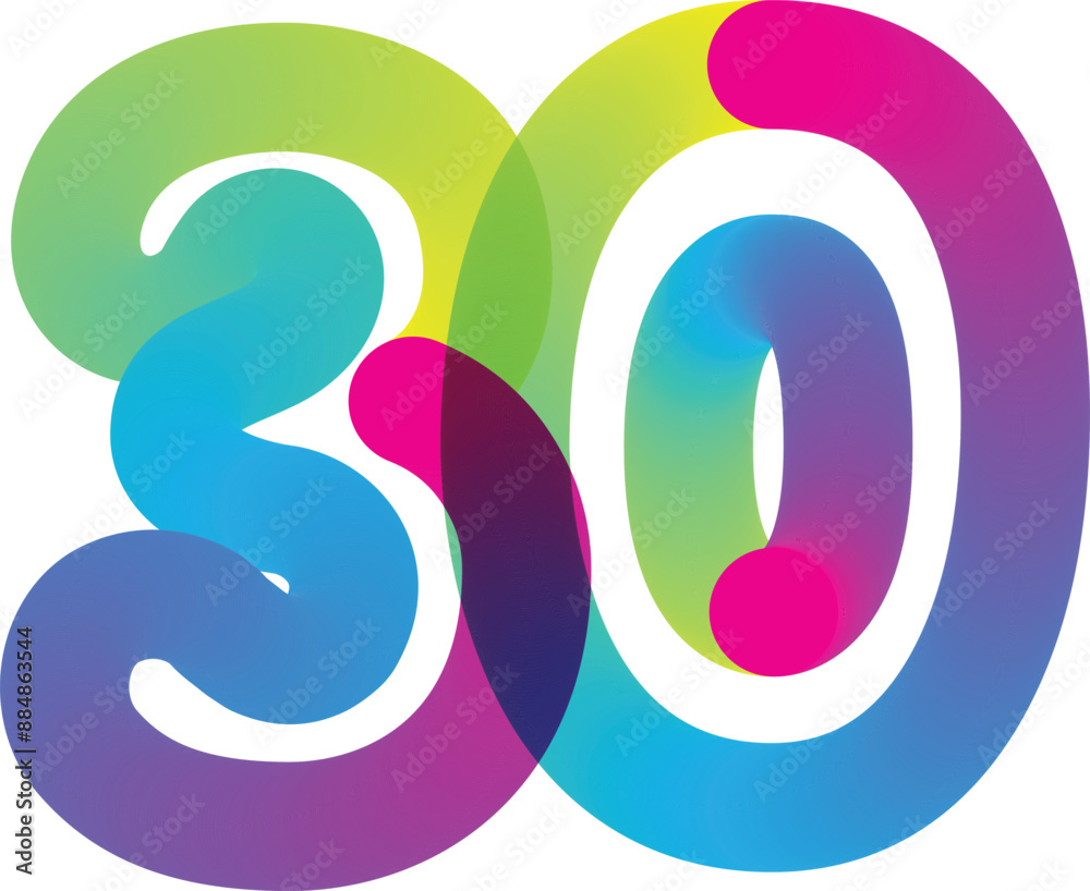 Fototapete gradient 3d number, vector set of number