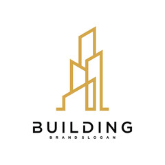 Simple building and construction logo design. Construction, apartment and architect symbols. Premium Vector