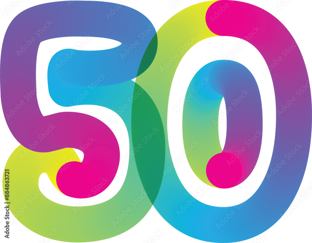 Fototapete gradient 3d number, vector set of number