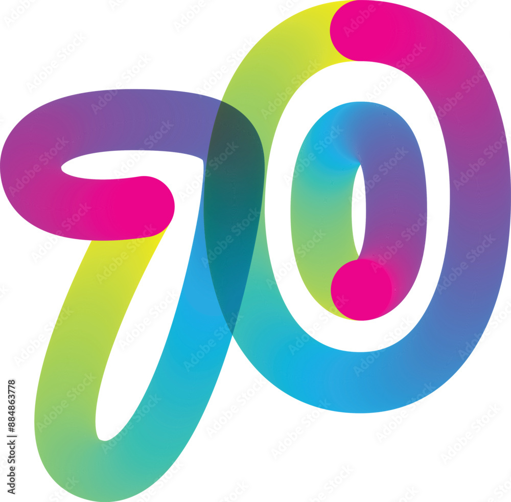 Fototapete Gradient 3d number, Vector set of number