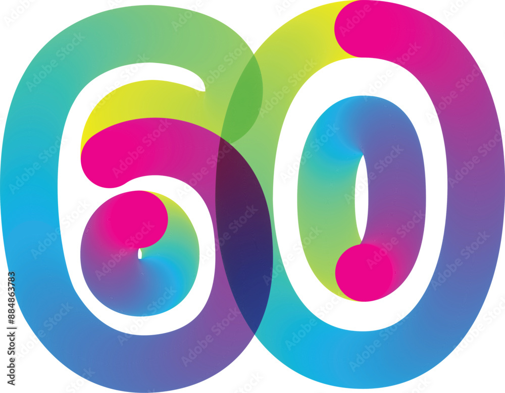 Fototapete gradient 3d number, vector set of number