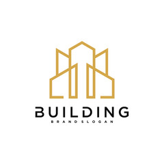 Simple building and construction logo design. Construction, apartment and architect symbols. Premium Vector