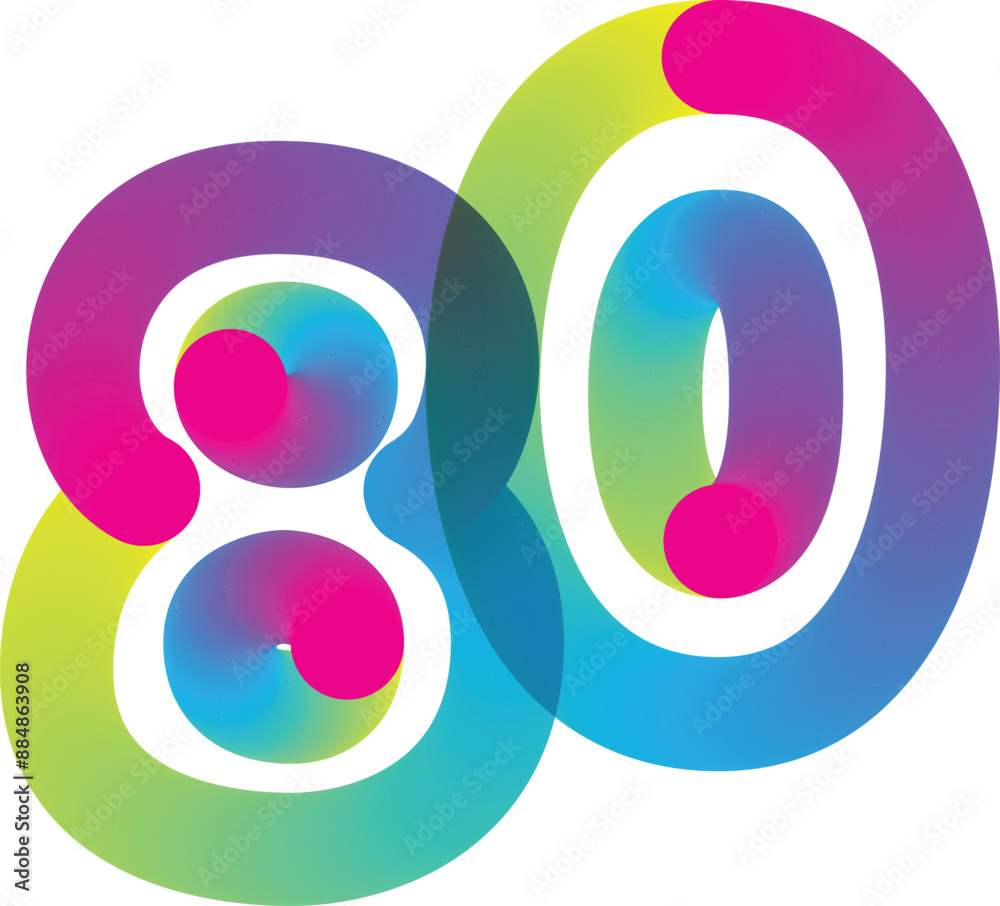 Fototapete gradient 3d number, vector set of number
