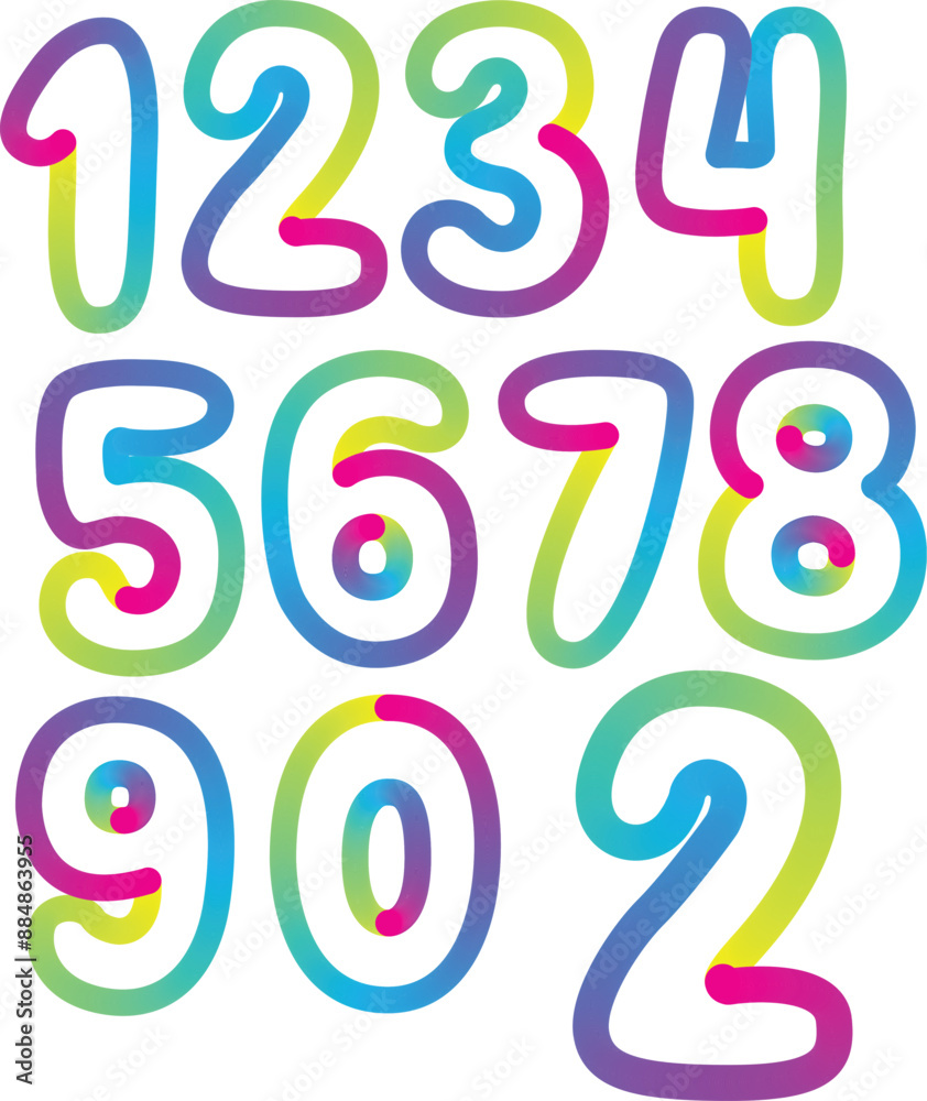 Fototapete gradient 3d number, vector set of number