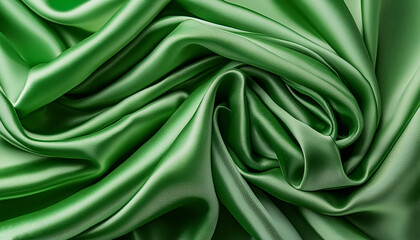 Obraz premium Texture of crumpled fine green cotton fabric as background. Shabby bed sheets. top view.pattern texture background