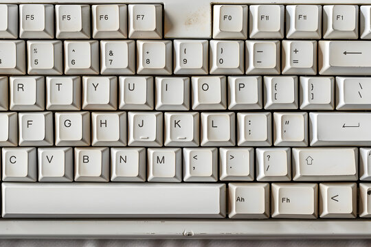 A white keyboard with the letters F, G, H, J, K, L, M, N, O, P, Q, R, S, T, U, V, W, X, Y, and Z