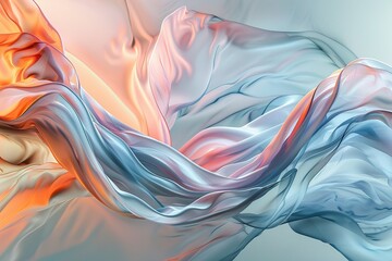 Fototapeta premium Abstract digital art with fluid, flowing lines and a soft, pastel color palette.