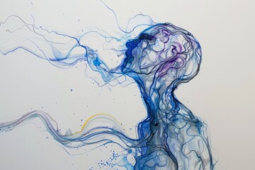 Minimalist drawing of a human figure in an abstract, fluid style