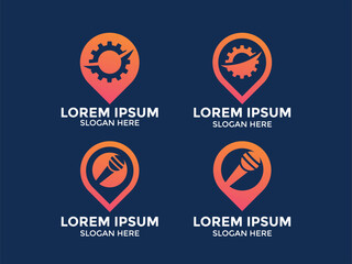 collection of minimalist orange location logos