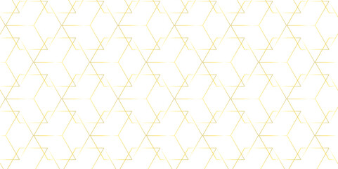 Fototapeta premium Abstract hexagonal futuristic geometric backdrop White background and embossed hexagon , honeycomb gold cube hexagon concept design abstract technology background vector background, or wallpaper.