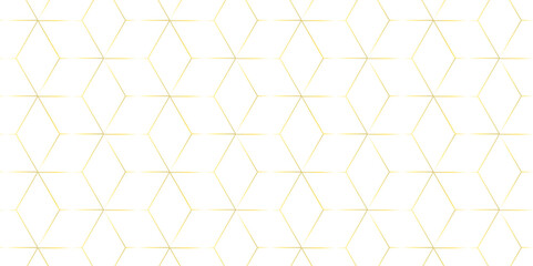 Naklejka premium Abstract hexagonal futuristic geometric backdrop White background and embossed hexagon , honeycomb gold cube hexagon concept design abstract technology background vector background, or wallpaper.