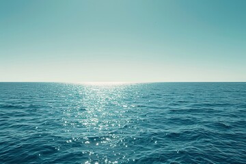 Obraz premium Tranquil sea sparkles under bright sunny day