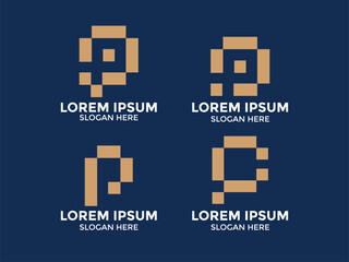 Obraz premium technology style letter p logo collection