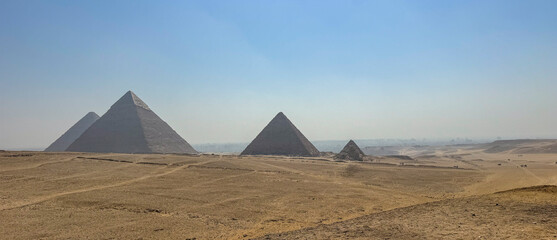 pyramids of giza in the dessert