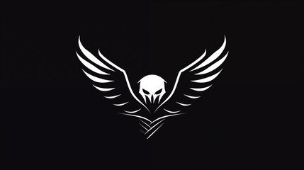 Obraz premium Abstract Skull with Wings Logo - Ominous and Stylized Design