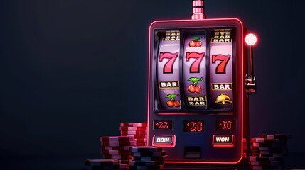 Banner of mobile online casino application with 777 big win slot machine. Poster with online mobile app casino and Jackpot 777. Image of online casino.
