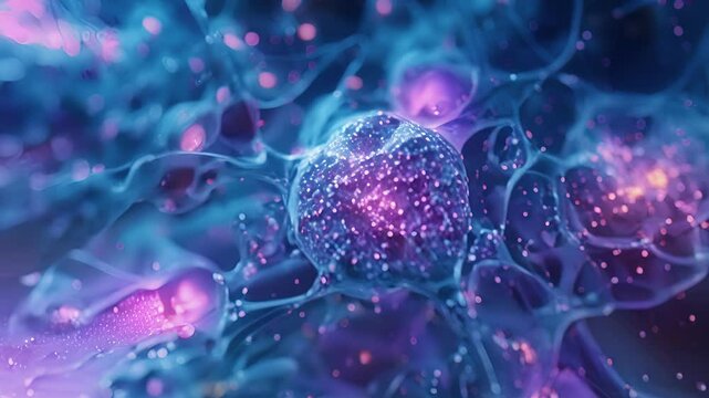 A fluorescent image showing the dynamic nature of cellular adhesion molecules constantly changing and adapting to allow for cell movement and communication.
