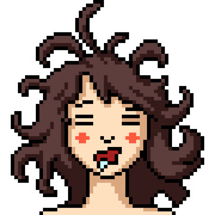 Obraz premium pixel art of sleepy girl face