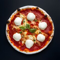  Restaurant pizzeria menu with delicious taste seafood pizza and slice, mozzarella cheese photo