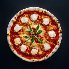  Restaurant pizzeria menu with delicious taste seafood pizza and slice, mozzarella cheese photo