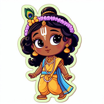 Lord Krishna kid cartoon character sticker