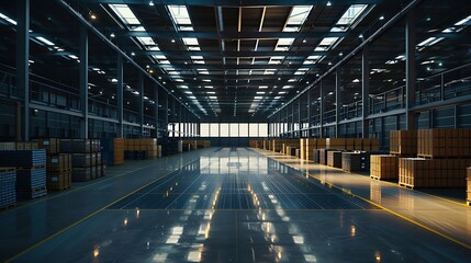 Fototapeta premium Solar Panels in Industrial Warehouse