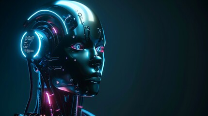 Futuristic Robot with Neon Lights