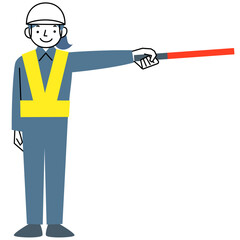 誘導灯を持って交通誘導をする女性