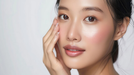 Obraz premium Close-Up Portrait of a Young Asian Woman with Radiant Skin