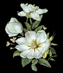 Chinese Flower Digital Art Design Bunch