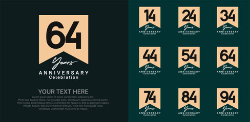 anniversary logotype set, brown and white color can be use for celebration