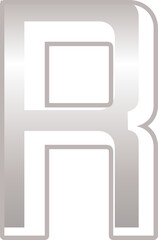 Silver metallic letter R