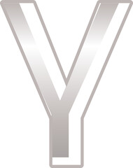 Silver metallic letter Y