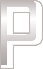 Silver metallic letter P