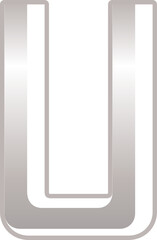Silver metallic letter U
