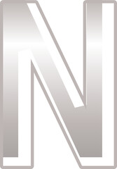 Silver metallic letter N